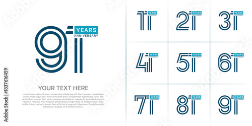 Anniversary logo type set with double line number. blue color can be use special moment