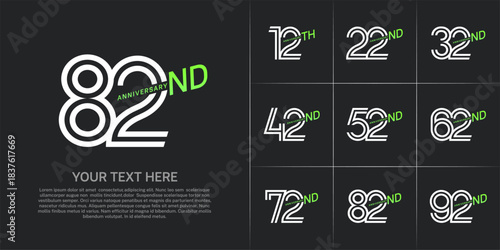 Anniversary logo type set with double line number. white and green color can be use special moment