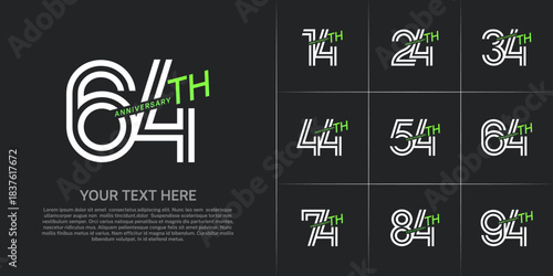 Anniversary logo type set with double line number. white and green color can be use special moment