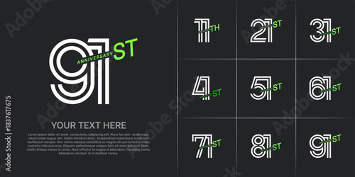 Anniversary logo type set with double line number. white and green color can be use special moment