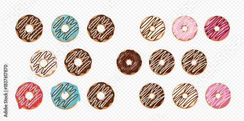 Delicious Assortment of Colorful Sweet Donuts 2dflat