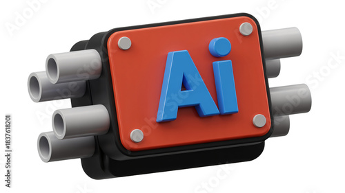 Adobe Illustrator logo on red metal plate with silver bolts in studio lighting for software branding