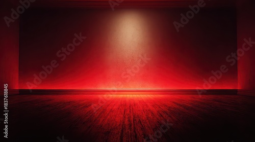 Abstract Red Particle Explosion Art Installation Illuminated Spotlight Dramatic Lighting Reflections