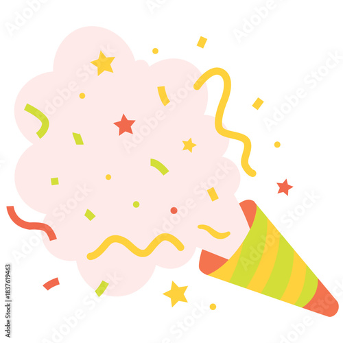 Cute heart-filled party popper icon, perfect for love-themed parties, Valentine’s, or illustrating sweet, affectionate, and festive celebration.