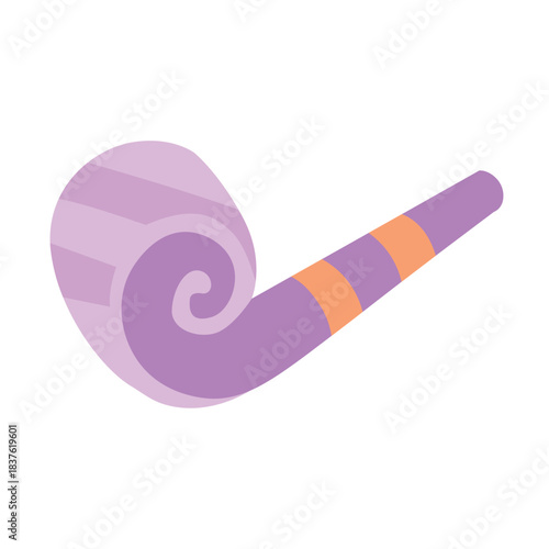 Cute purple and orange striped party horn icon, perfect for bold, dynamic parties, or illustrating colorful, energetic, and festive designs.