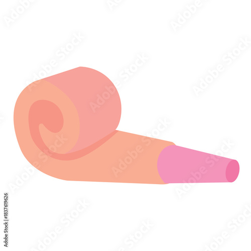 Cute peach party horn icon, perfect for warm, gentle celebrations, or illustrating soft, sweet, and joyful festive visuals.