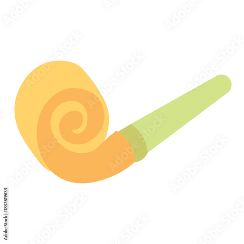 Cute orange party horn icon, ideal for sunny, energetic parties, or illustrating bold, vibrant, and cheerful celebration designs.