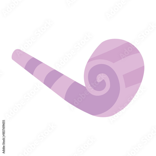 Cute purple party horn icon, perfect for magical, royal parties, or illustrating elegant, dreamy, and whimsical celebration designs.