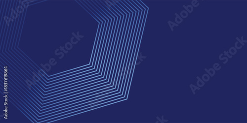 Abstract line blue background with dynamic effect. Motion vector illustration with white line decoration. Trendy dark navy blue gradient.