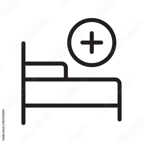 Essential Add Hospital Bed Icon Set – Clear Healthcare Admission and Patient Care Graphics for Medical UI Design