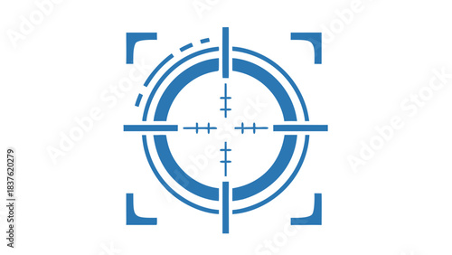Digital Target Reticle With Blue Crosshairs And Corner Markers On Black Background Futuristic Technology And Precision Aiming Concept
