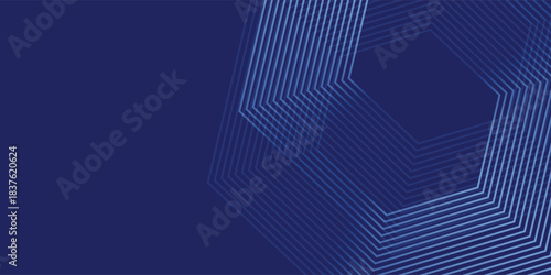 Abstract line blue background with dynamic effect. Motion vector illustration with white line decoration. Trendy dark navy blue gradient.