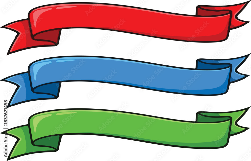 Obraz premium Flat vector ribbon banner design elements