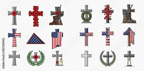 Memorial Symbols A Collection of Respectful Grave Markers 2dflat