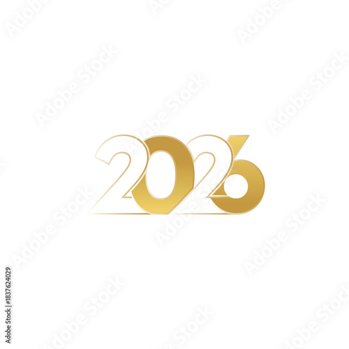 The symbol of the year 2026 with a concept combining luxurious, elegant, modern, simple lines and shapes with sophisticated gold gradations.