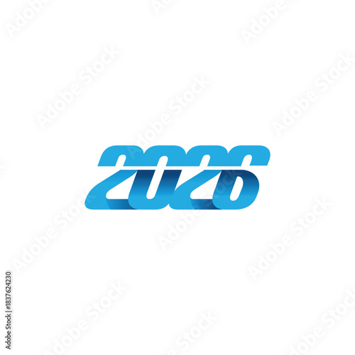 symbol of the year 2026 with a sporty, racing, modern, simple concept with a sophisticated blue gradation. 