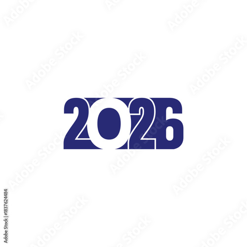 The symbol of the year 2026 with a sporty, modern concept, the number 0 with a unique, cool negative space shape.