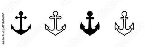 Anchor icon set. Anchor symbol logo. Anchor marine icon.