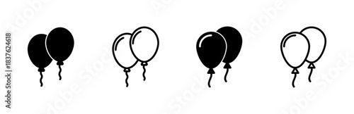 Balloon icon set. party balloon icon decoration birthday vector. Balloon black silhouette icon