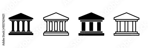 Bank icon set. bank vector icon, museum, university