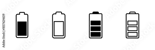 Battery icon set. battery charge level. battery charging icon