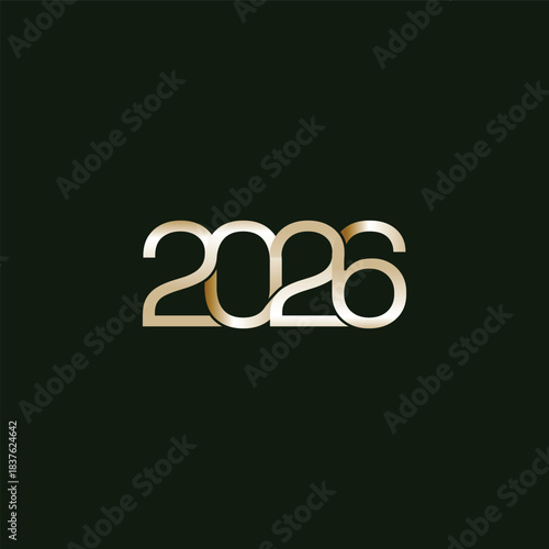 symbol of the year 2026 with a luxurious concept of glamorous colors with elegant interconnected shapes.