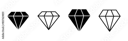 Diamond icon set. diamond gems vector icon.