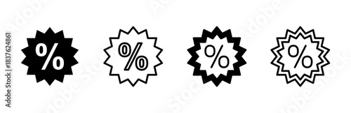 Discount icon set. Discount tag icon.