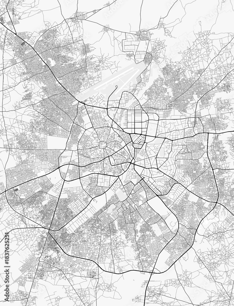 Fototapeta premium Kano City Map. Minimalist black and white line art poster for printing, wallpaper, wall art, and map resources for home and office decor