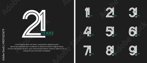 anniversary vector logo set, white and green color can be use for celebration