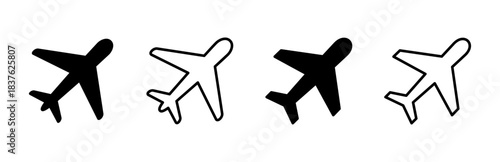 Plane icon set. Airplane icon vector. Flight transport symbol. Travel illustration. Holiday symbol