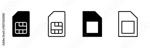Sim card icon set. dual sim card icon vector