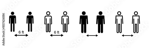 Social distance icon set. social distancing icon. self quarantine sign