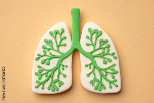 Natural lung graphic with green leaf veins design