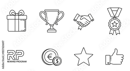 Collection of Icons for Rewards, Recognition, and Achievement Symbols