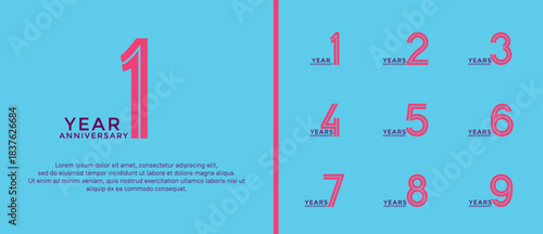 anniversary vector logo set, pink color can be use for celebration