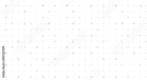 Very subtle seamless minimalist pattern with light grey stars and dots on a white background for a clean and modern design.