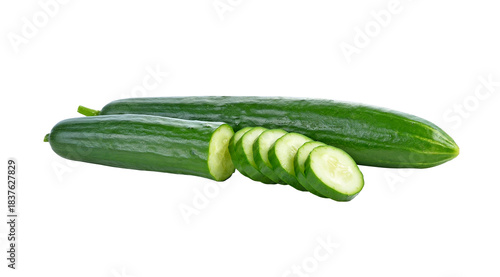 Fresh Cucumber and slices transparent png