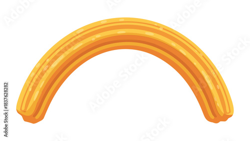 Golden Brown Curved Churro Isolated on Black Background with Detailed Texture and Caramel Glaze