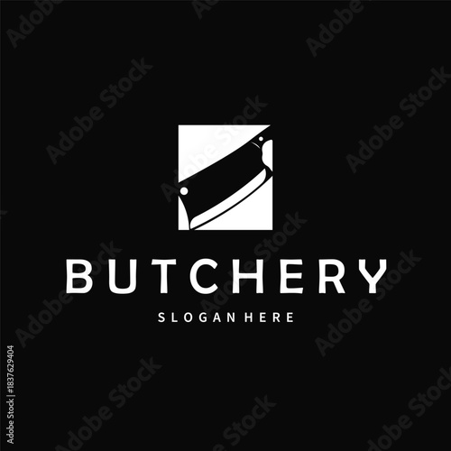 butchery logo meat cutting simple black silhouette meat illustration for template illustration design