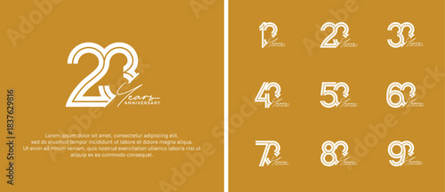 anniversary vector logo set, white color and  handwriting can be use for celebration