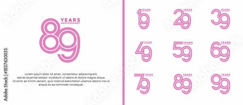 anniversary vector logo set, pink color can be use for celebration