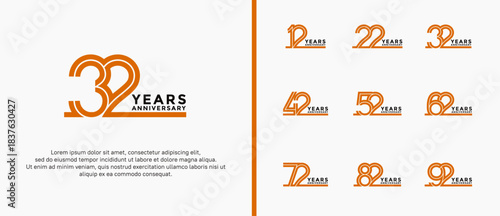 anniversary vector logo set, orange and black color can be use for celebration