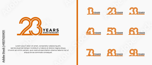 anniversary vector logo set, orange and black color can be use for celebration