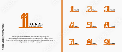 anniversary vector logo set, orange and black color can be use for celebration