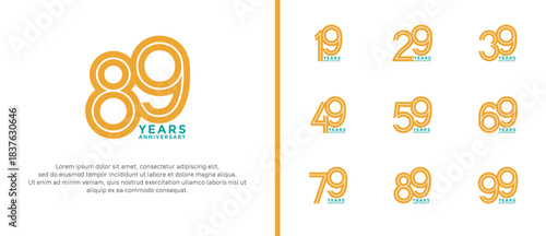 anniversary vector logo set, orange and blue color can be use for celebration