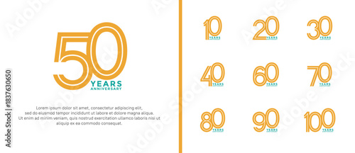 anniversary vector logo set, orange and blue color can be use for celebration