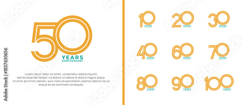 anniversary vector logo set, orange and blue color can be use for celebration