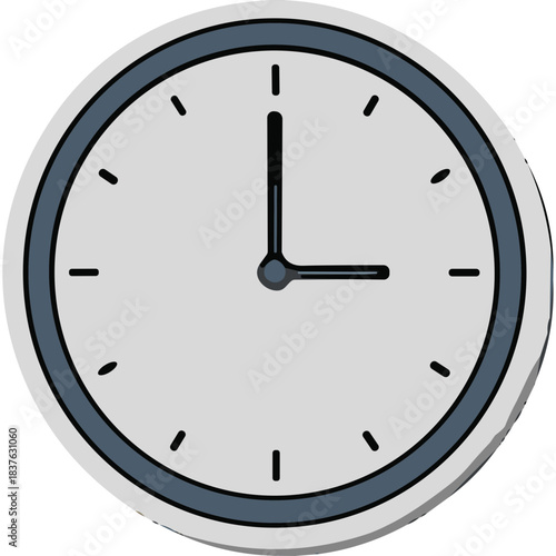 Simple Analog Clock Face with Minimalist Design Showing Three Oclock Isolated on White Background