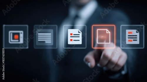 A vibrant futuristic console where report publishing and online document organization collaborate inside a master folder strengthening information management